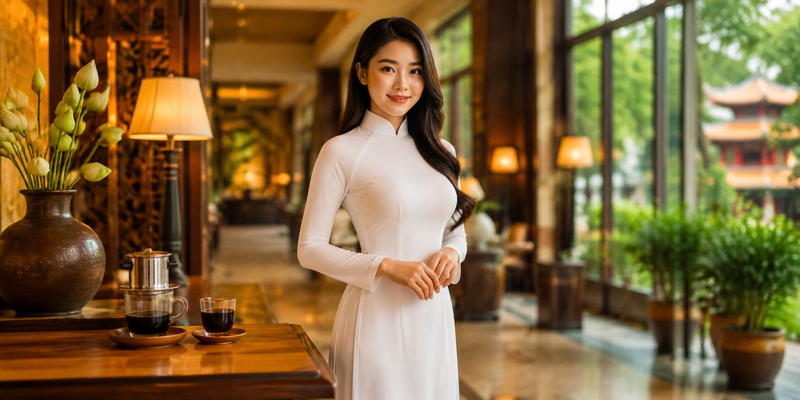 Phụ nữ Hà Nội trong trang phục áo dài sử dụng điện thoại đặt cược