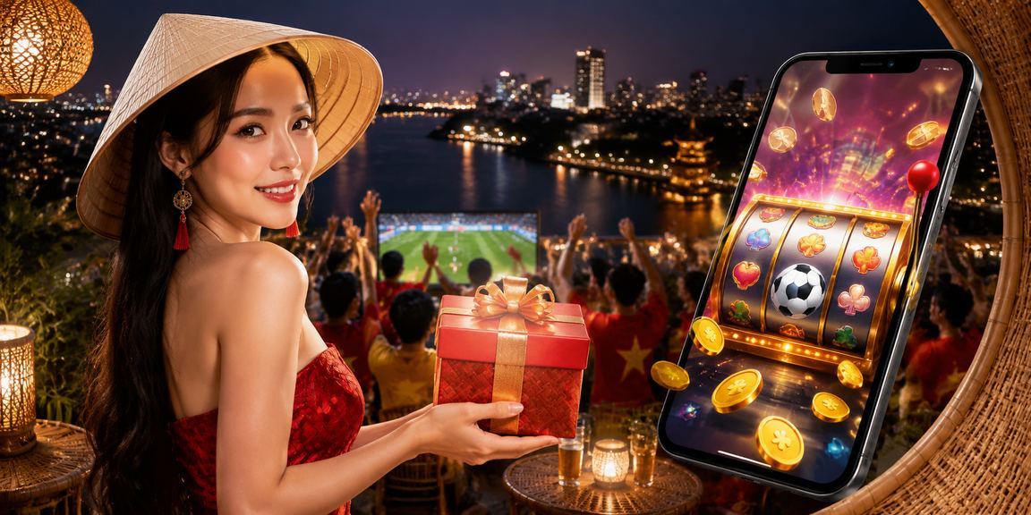 Người chơi slot game tại Hà Nội với nón lá truyền thống