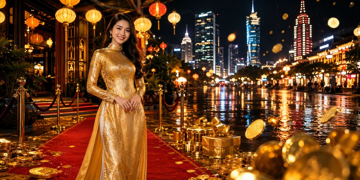 Không khí sôi động của casino tại TP.HCM với người chơi mặc áo dài truyền thống