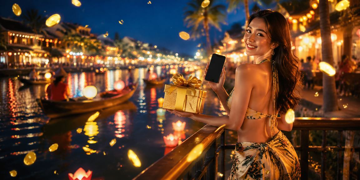 Người chơi trải nghiệm casino trên di động tại lễ hội Hội An